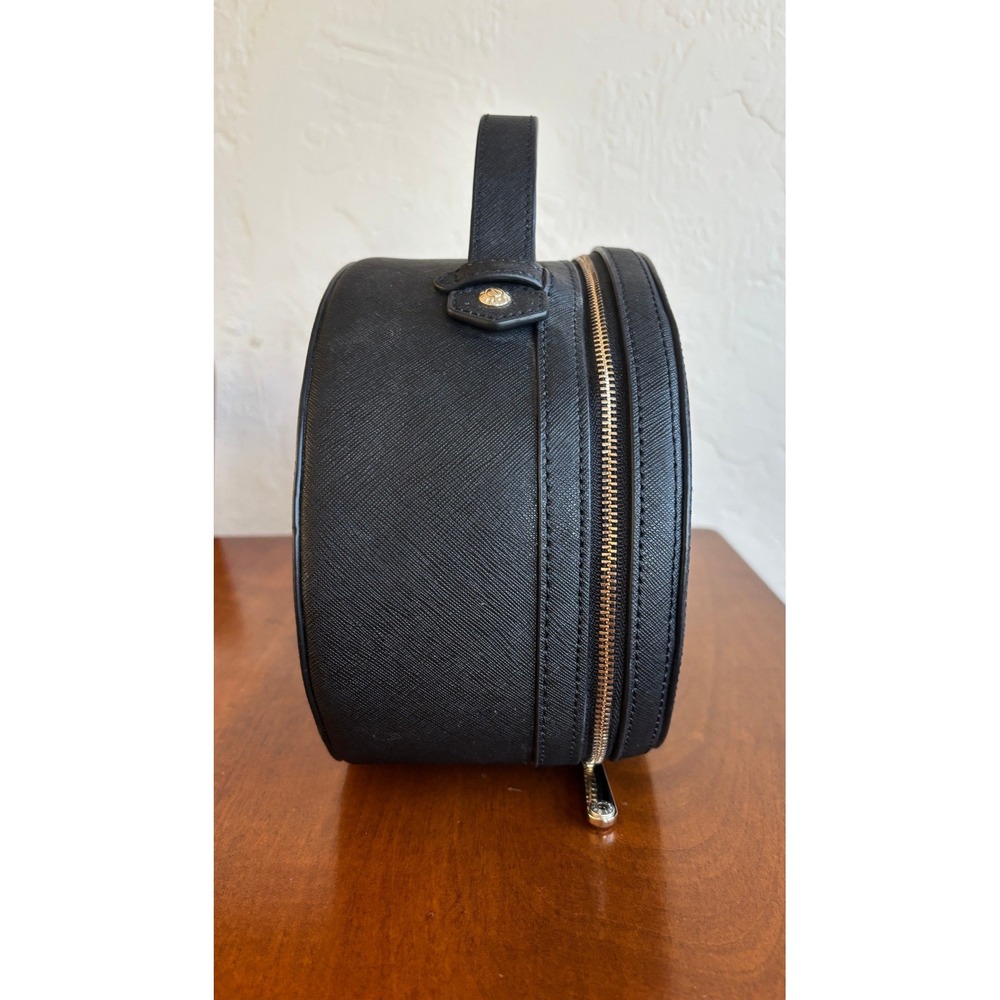 Henri Bendel New York Black Saffiano Leather Vanity Case Cosmetic Travel Bag - Picture 4 of 15